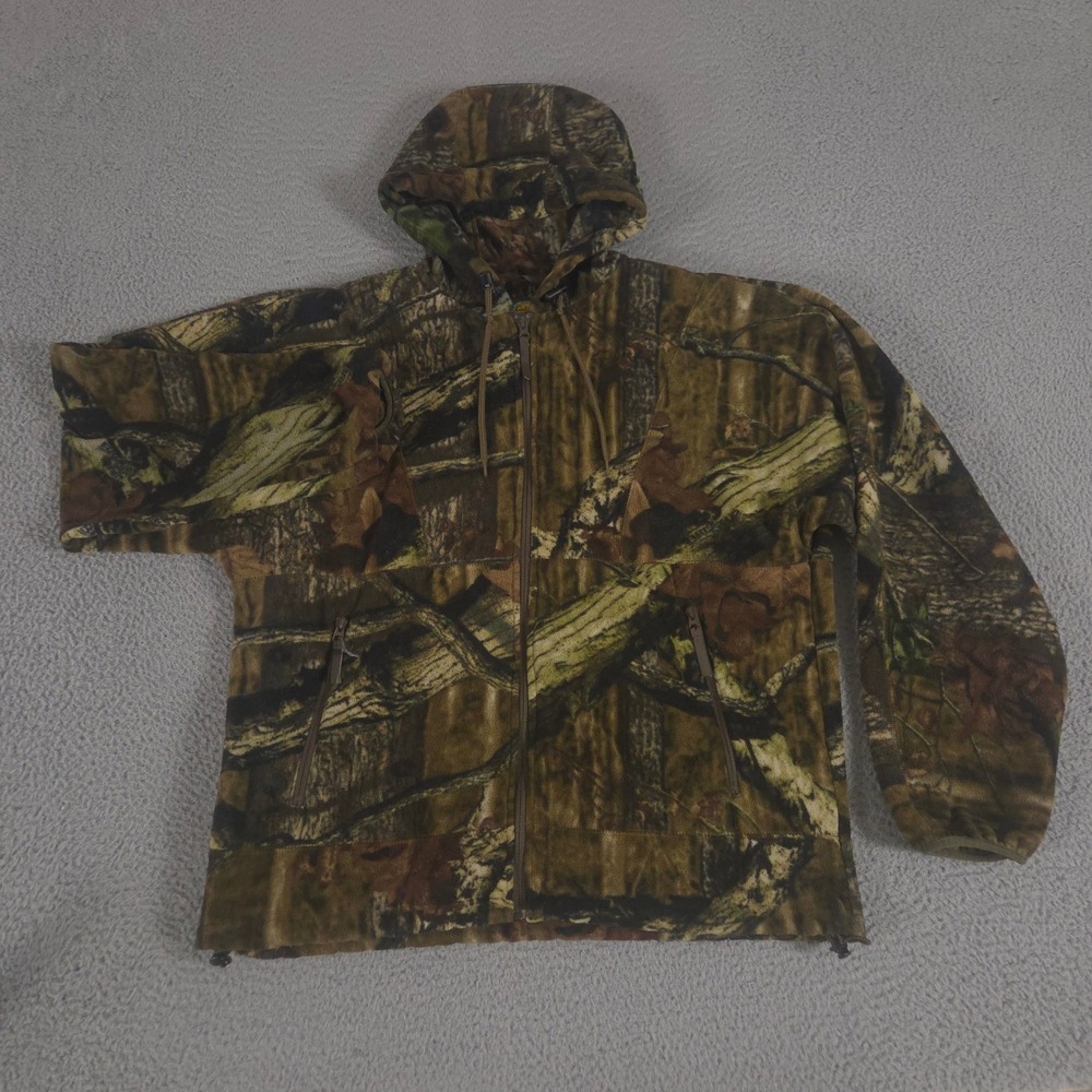 Cabelas Jacket Mens L Camo Fleece Full Zip Hooded Real Tree Outdoor Hunting Warm
